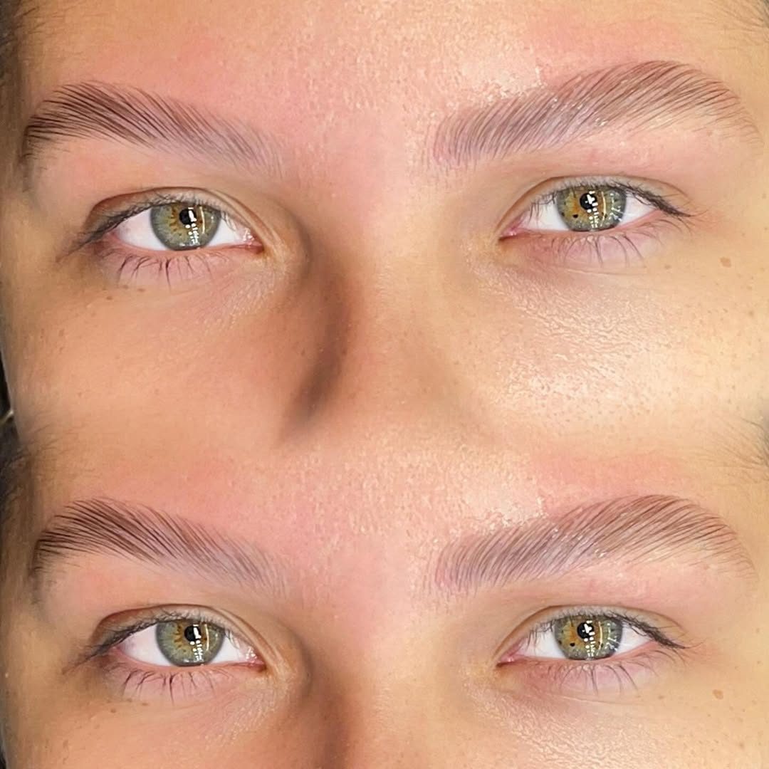 Antes e depois de sobrancelhas com brow lamination